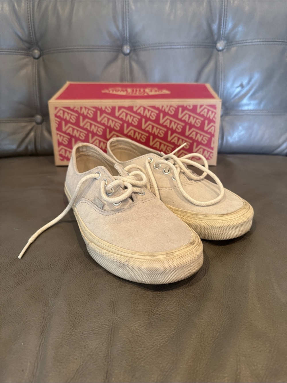 Vans Beige Suede Low-Top Sneakers